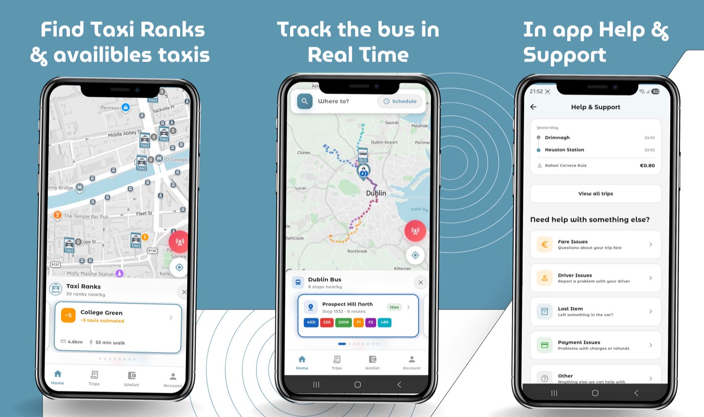 Camino Cabs passenger app — trip in progress with driver details