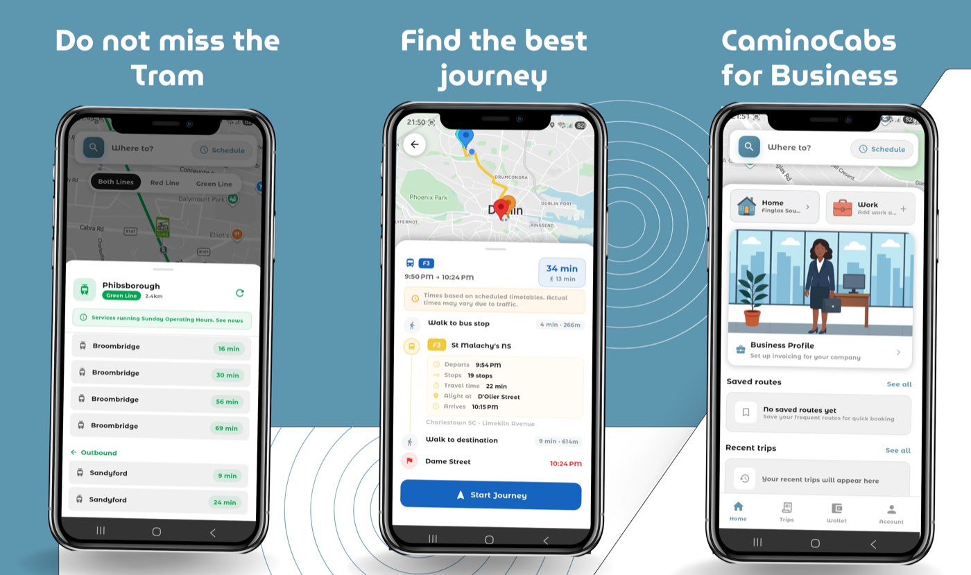 Camino Cabs passenger app — map and driver location