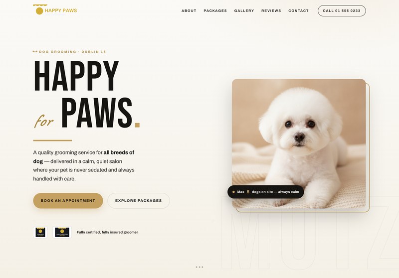 Maintained website design for Deluxe Mutz dog grooming by GROWXIA