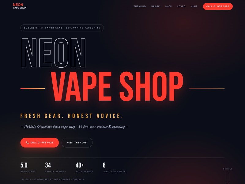 Neon Vape Shop — website preview